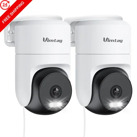VIMTAG Pan/Tilt Outdoor Security Camera, 2.5K 4MP WiFi White&Black,4MP,2Pack