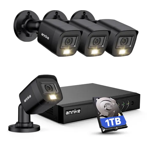 8CH H.265+ 3K Lite Wired Security Camera System,4X 2MP Cam, 1TB HDD
