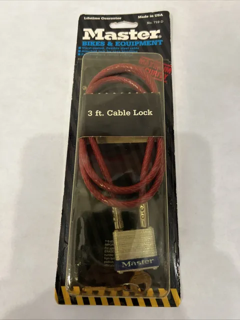 Master Lock 719D Steel Cable with Integrated Outdoor Padlock with Key, 1 Pack
