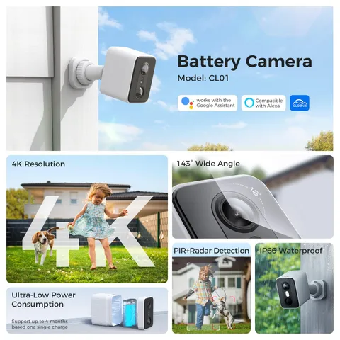 LNDU CL01 4K WiFi Security Camera – 143° Wide Angle, Infrared Night Vision, PIR 