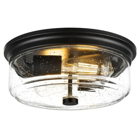 FOITTON Black Flush Mount Ceiling Light, 12 Inch 2-Light 12 inch, Black8