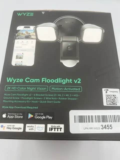 Wyze Cam Floodlight V2 Motion Activated Smart Home Security Black Wired