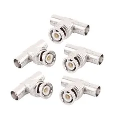 5 x BNC Q9 3 Way T Connector 1 Male to 2 Female Video Adaptor