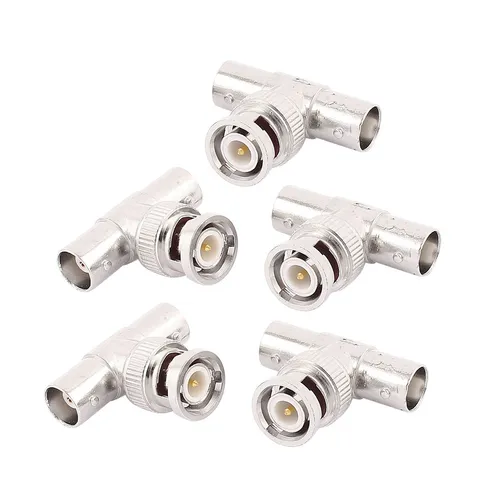 5 x BNC Q9 3 Way T Connector 1 Male to 2 Female Video Adaptor
