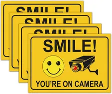 Smile You're on Camera Stickers, Vinyl Decal, 10 x 7 Inches, Outdoor