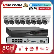 Vikylin 8CH 8POE NVR CCTV System 5MP IP Camera Outdoor IR Night Vision Audio Lot