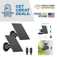 2-Pack 2W Solar Panels with Adjustable Mount & 7.2ft Cable for Security Cameras