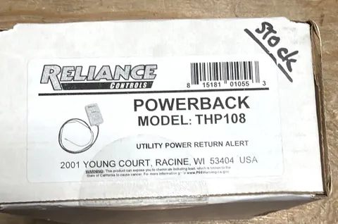 Reliance Controls THP108 Powerback Utility Power Return Alert Open Box