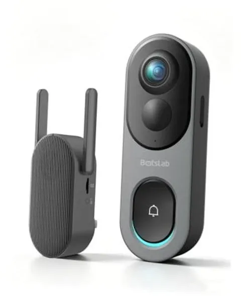 5MP Doorbell Camera Wireless - 180° Head-to-Toe View - 32GB SD Card Dark Grey