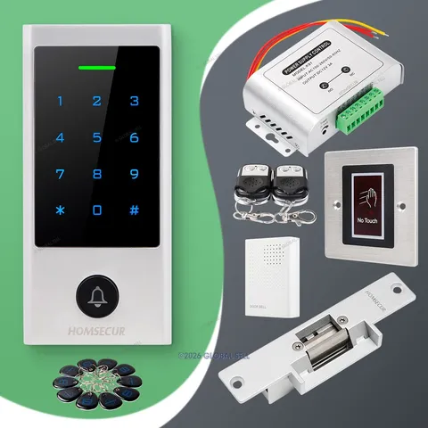 HOMSECUR White APP WIFI Password Access Control Set With NC Strike Lock