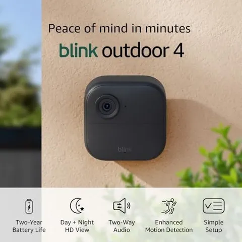 Blink Outdoor 4 – Wireless smart security camera, two-year battery life,