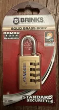 BRINKS COMBO 4-DIAL COMBINATION RESETTABLE PADLOCK SOLID BRASS WEATHER RESISTANT