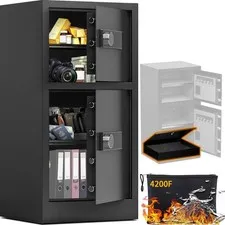 8.6 Cuft Heavy Duty Dual Door Safe Box W/ Hidden Lock Box,Fireproof Waterproof
