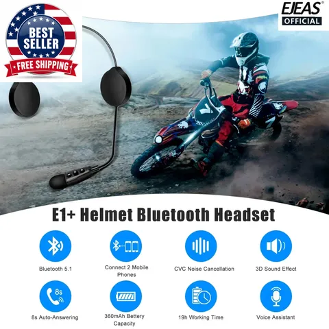 E1+ Motorcycle Helmet Bluetooth Headset Music Player Wireless 5.1 Auto Answer No