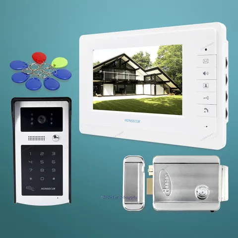 7inch Hands-free Video Door Phone Intercom System with Keyfobs Password Keypad