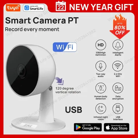 Tuya 1080P WiFi Smart Camera 2MP Indoor Baby Pet Monitor 2-Way Audio 