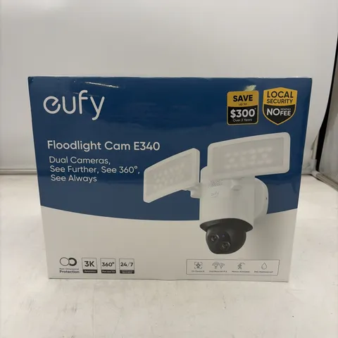 eufy Security Floodlight Camera E340 Wired 3K PTZ Dual 360 Camera Dual-Band