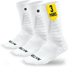 3 Pairs Compression Sports Crew Socks for Men, Cushion Athletic Socks, Basketbal