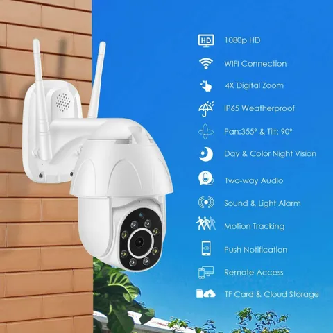 Wireless IP PTZ Camera, 8LED for Kitchen Home (White)