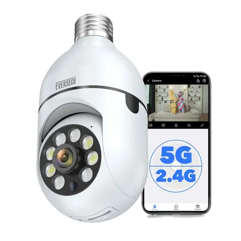 HD 1080P Wireless Light Bulb Security Camera, 2.4g & 5g WiFi, Motion Auto Tra...