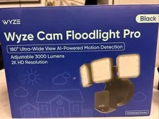 Wyze Cam Floodlight Pro BLACK 3000 Lumen LEDs 180° Wide View 2K HD Outdoor Wired
