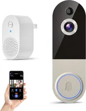 Camara de timbre de video inalambrica 1080p con receptor y deteccion por ai