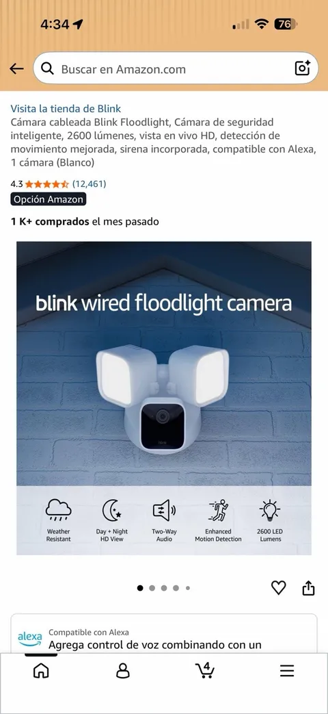 Blink Wired Floodlight Camera – Smart security camera, 2600 lumens HD live view 