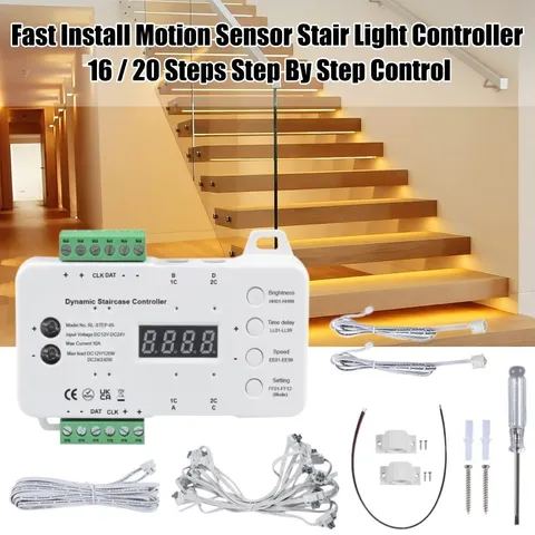 DC 12V~24V Wiring Motion Sensor LED Strip Light Stair Controller Steps Staircase