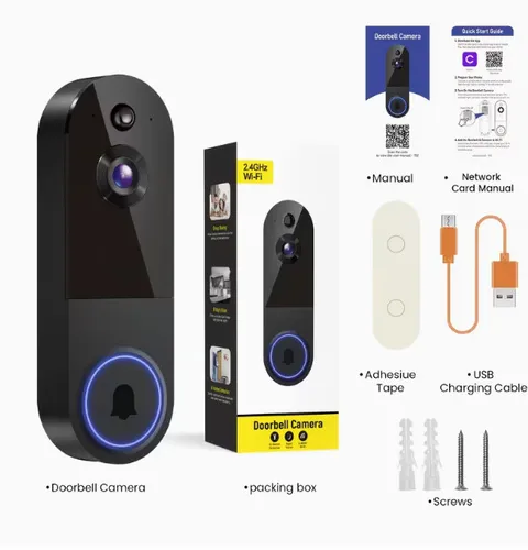 2K wireless smart doorbell, WiFi camera, night vision feature