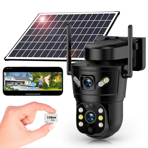 3K Solar Security Camera Wireless,270°Pan 90°Tilt Auto Tracking,WiFi Cam,PIR&...