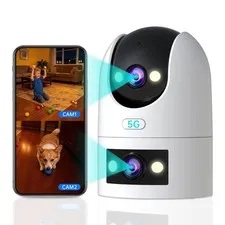 JOOAN 2K Dual Lens Indoor Outdoor Security Camera, 5GHz/2.4GHz WiFi, PTZ Auto...