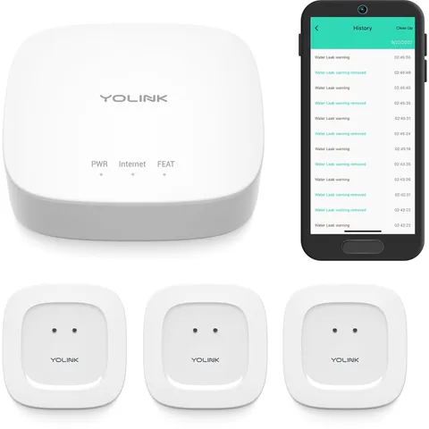 YoLink Smart Home Starter Kit Hub & 3Pack Water Leak Sensor 1, LoRa Up to 1/4...