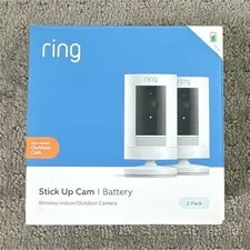 Ring Stick Up Cam Battery 2-Pack Wireless Wi-Fi Indoor/Outdoor 1080p White