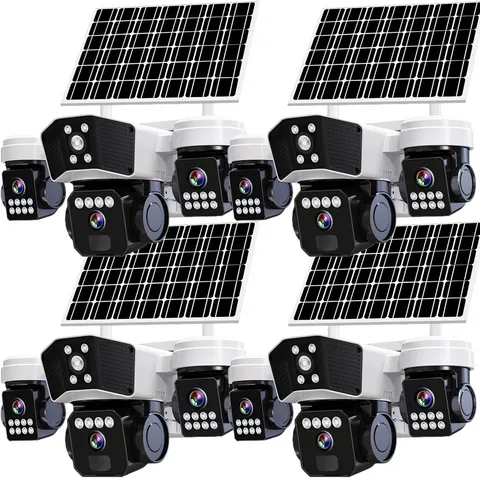 3 Lens Camara De Seguridad Solar Inalambricas Para Exterior Con Vision Nocturna