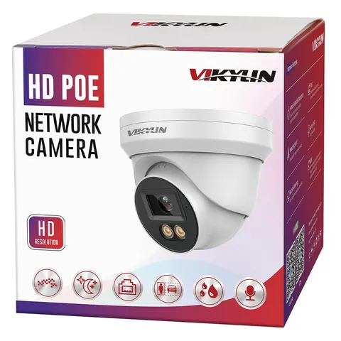 Vikylin 5MP Dual Light POE Camera Onvif Full Color IR Audio Outdoor Indoor Wired