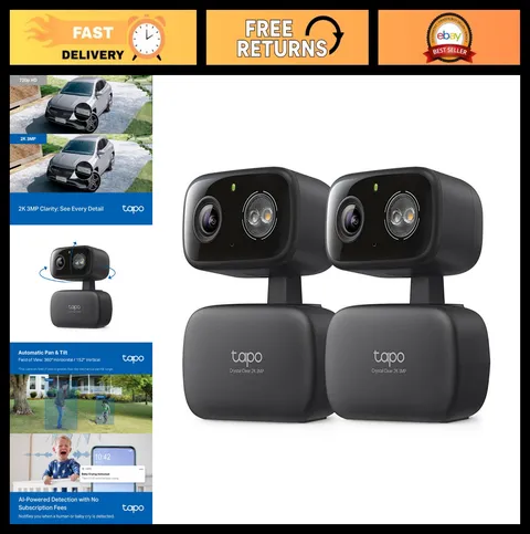 2K Indoor/Outdoor Pan/Tilt Security Camera - Baby Monitor, Motion Tracking, Nigh