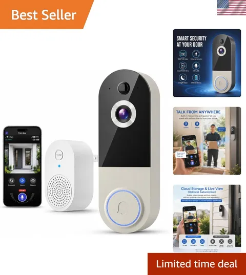 AI-Enabled Video Doorbell with Wide-Angle View, Instant Alerts & Cloud Backup