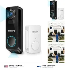 PHILIPS Security Video Doorbell Camera with Chime, Dual Cameras, 2K QHD | No ...