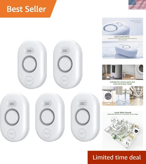 5 Pack Water Leak Detectors for Home, 100dB Water Sensor Alarm for Basement |...