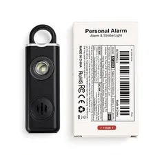 130dB Personal Safety Alarm AF-2004 Rechargeable LED Strobe Black