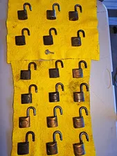 Corbin 603 Cabinet Padlocks Lot of 15 Brass/Steel Brass Finish Keyed 1 Key