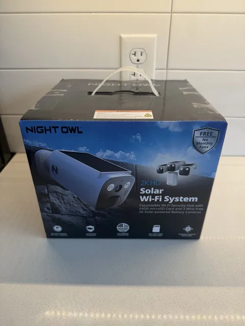 Night Owl 2K 64GB Hub Recorder Security System w/ 3 Battery Solar Cameras