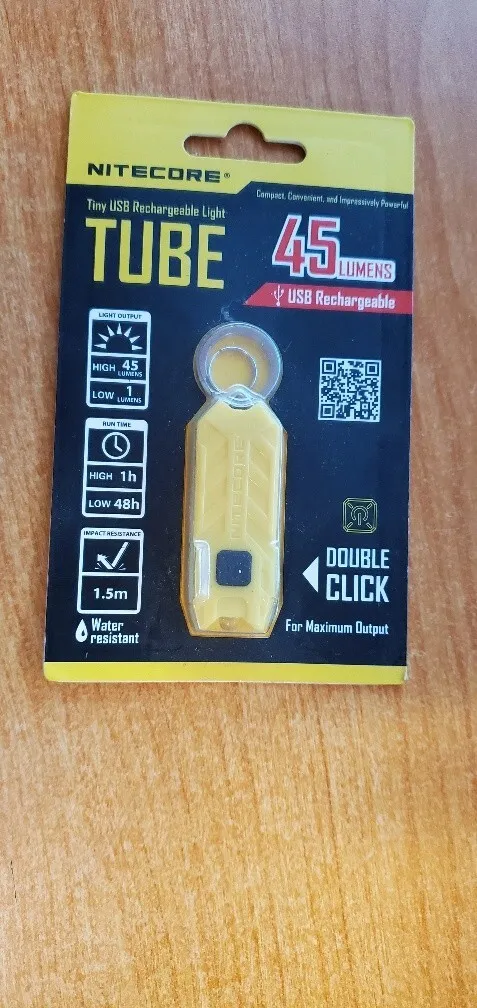 Nitecore Tube 45 Lumen USB Rechargeable Keychain Light Brand USB Yellow