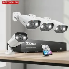 4K PoE Security Camera System, 4X 5MP Metal Outdoor Cam, 2TB HDD