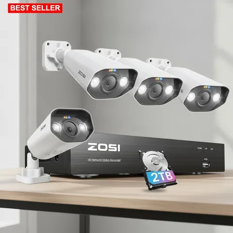 4K PoE Security Camera System, 4X 5MP Metal Outdoor Cam, 2TB HDD