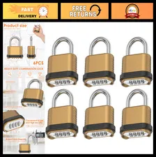 6 Pack Heavy Duty Weatherproof 4 Digit Combination Padlocks for Gates, Sheds, Gy