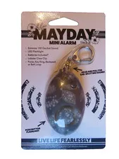 MAYDAY Mini Self Defense Alarm on Keychain, 100 decibel sound Gray & White NEW