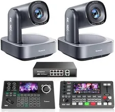 4K NDI PTZ Camera Bundle/Kit - 2-Pack 20X Optical + 8X Digital Zoom AI Cameras (