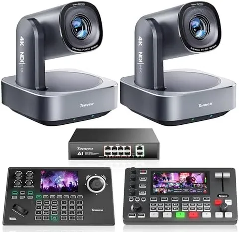 4K NDI PTZ Camera Bundle/Kit - 2-Pack 20X Optical + 8X Digital Zoom AI Cameras (