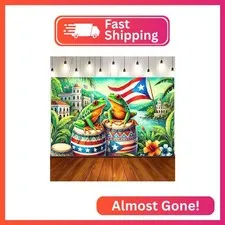 BlissYard Puerto Rico Banner 71 x 43 Inches Tropical Frog Drum Flag Backdrop Pue